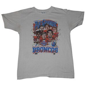 Vintage 1987 Denver Broncos AFC Champions Caricature T-Shirt White Youth XL